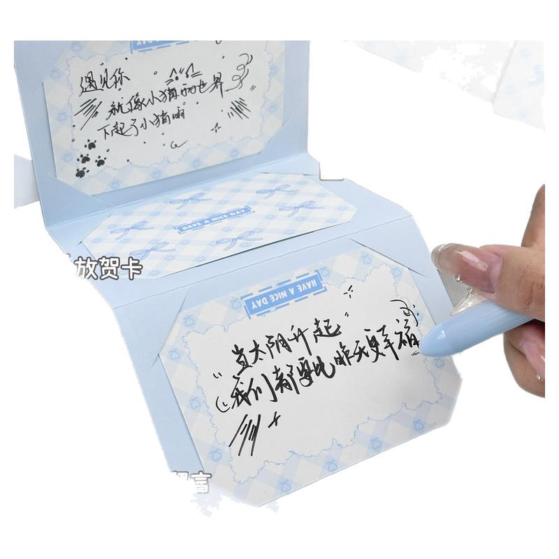 蝶翅淡蓝风琴本卡册高颜值ins风抽拉式贺卡收纳手工DIY材料包礼物