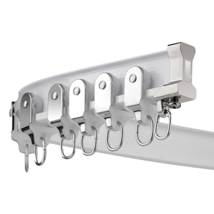 重型铝合金窗帘轨道弯轨 U型飘窗滑轮滑道转角导滑轨挂钩式窗帘杆