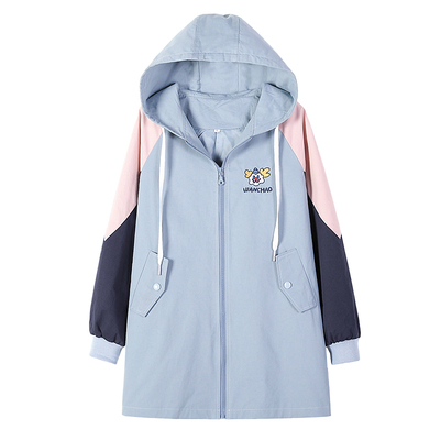 初中学生风衣少女加绒外套中长款