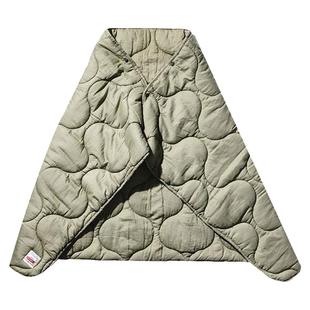 进口PUEBCO空调毯菱格复古保暖披风斗篷露营毯小毯子军绿绗棉披肩
