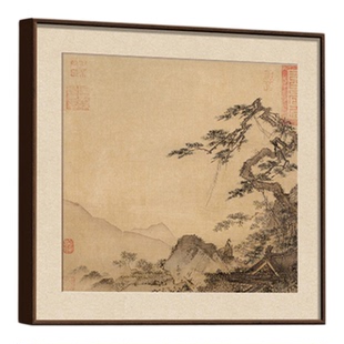 长松山水图宋代美学茶室装饰画玄关禅意山水画新中式客厅书房壁画