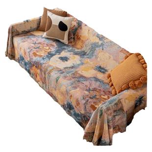 油画沙发巾美式轻奢盖布复古沙发布高级沙发毯盖巾新款欧式沙发套