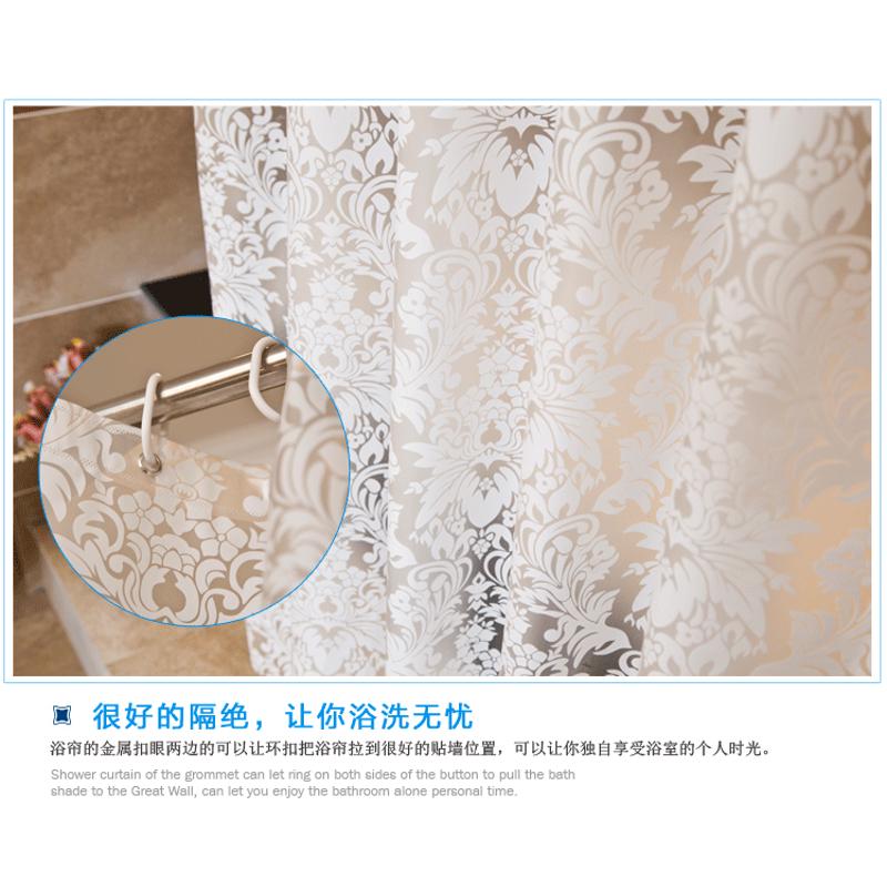 欧式PEVA淋浴帘套装防水防霉加厚卫生间隔断窗帘浴帘杆免打孔包邮