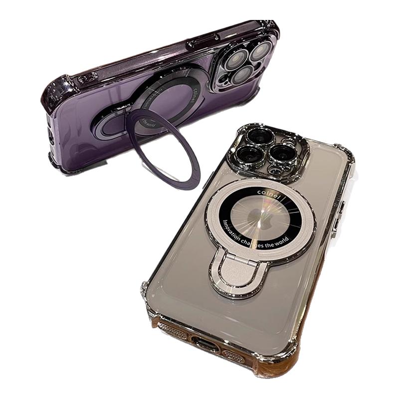 宁宁 高级感电镀四角防摔磁吸支架透明男女iPhone16ProMobileCase