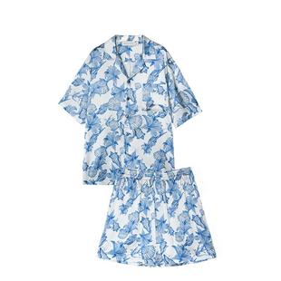 MANITO/曼尼陀Ocean Blue桑蚕丝男士短袖套装睡衣家居服亲肤透气