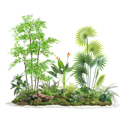 仿真绿植室内楼梯下景观造景组合