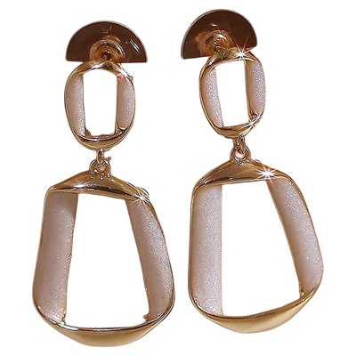高级感夸张几何方形耳坠明星同款