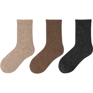 良朴冬季加厚羊毛袜男中筒袜北方厚男袜冬天登山加绒保暖男士袜子