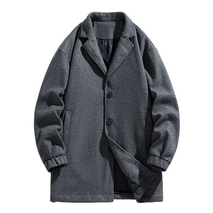 班尼路SK2026新款毛呢大衣男春季潮牌男款宽松休闲保暖夹克外套YS