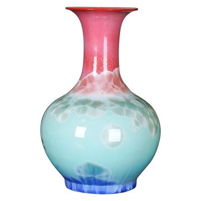 结晶釉三色渐变插花赏瓶