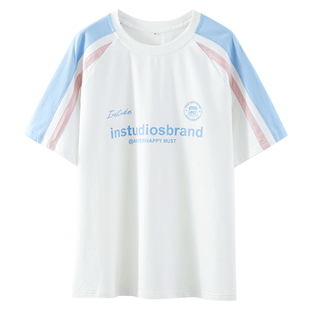 学生t恤纯棉百搭上衣短袖初中生2025夏新款元气少女高中生学院风