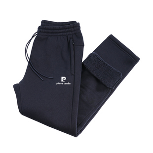 皮尔卡丹羊羔绒运动裤男加绒加厚休闲直筒抓绒卫裤外穿保暖棉裤潮