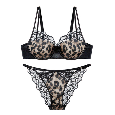 温存定格丨边界系列*纯欲热辣美女蕾丝豹纹文胸内衣套装