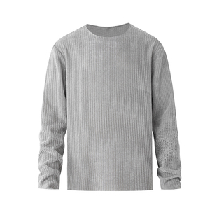 MRCYC老钱风圆领长袖T恤男秋季宽松休闲打底衫韩系通勤老钱风穿搭