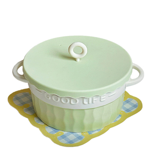 高颜值双耳碗带盖陶瓷碗家用汤碗小号蒸碗烤碗螺蛳粉碗微波炉饭碗