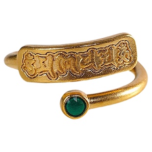 【吉言】S999足银镀金烧蓝吉言吉祥复古民族风文艺女活口戒指环