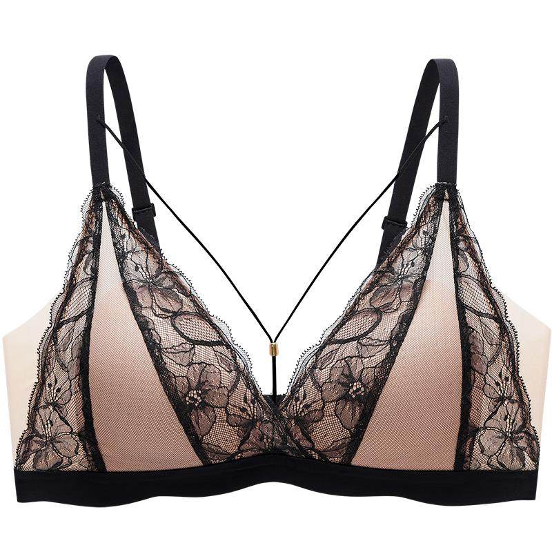 【小火花】伊维斯微聚拢蕾丝文胸性感三角杯小胸显大法式内衣