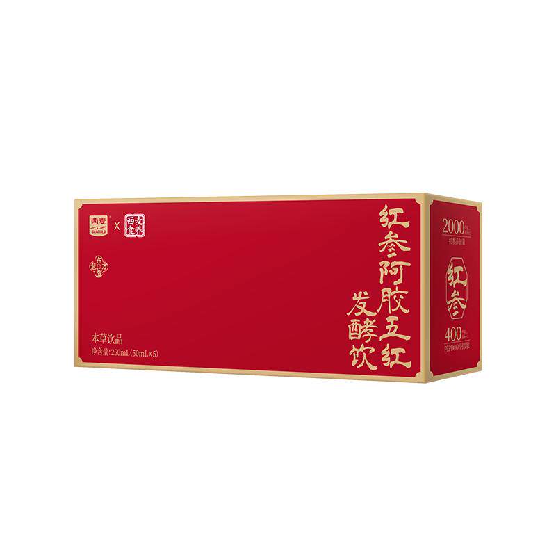 【新品】西麦红参阿胶五红发酵饮50ml*5瓶元气润养含铁饮品