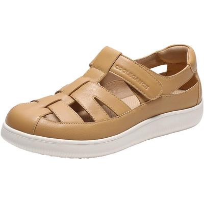 百丽透气罗马凉鞋女2025夏季新款包头厚底猪笼镂空单鞋子D3P1DBA5