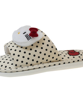 HelloKitty波点开口棉拖鞋