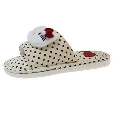 HelloKitty波点开口棉拖鞋