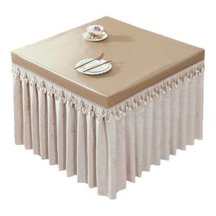 防水防油桌罩方桌桌布烤火桌罩正方形防尘皮罩垂纱电炉罩取暖桌罩