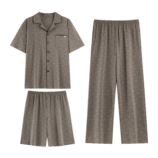 A类夏天男士睡衣纯棉抗菌防螨家居服三件套不易起球宽松版型舒适