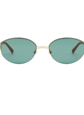 新款老钱风椭圆金属半框墨镜女款