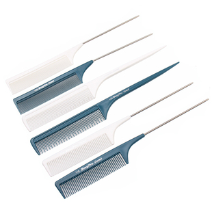 美发金属柄尖尾打毛盘发钢针梳分缝分区化妆专业勾梳烫发挑染梳子