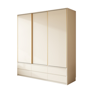 实木定制衣柜推拉门家用卧室小户型现代简约奶油风趟门橡木衣橱