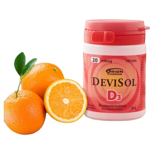 Aqualan芬兰Devisol柑橘味儿童D3咀嚼片助儿童补钙d3成人维生素