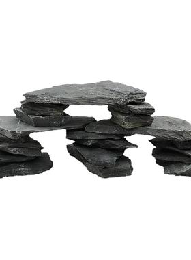 乌龟缸爬宠虫晒晒背片石岩片石台造景片岩石装饰石组合是假山石头