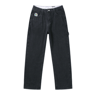 STC大青蛙联名bboy宽松大码hiphop直筒oldschool跳舞滑板牛仔长裤