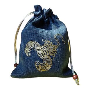 藏式民族风莲师铁蝎束口袋香囊袋红蓝色锦袋刺绣荷包袋子法器袋