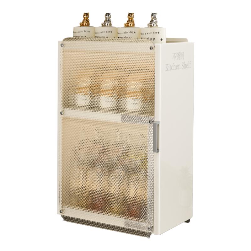 不锈钢厨房调料极窄边柜转角置物架抽拉式家用台面调味品防尘橱柜