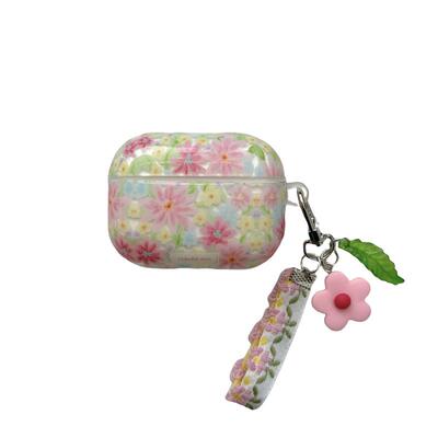 早春油画粉色花朵适用苹果耳机保护套airpods4无线蓝牙耳机壳三四代airpodpro2二代ipod耳机盒airpods3保护壳