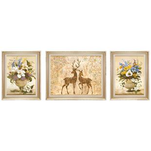 客厅装饰画三联画壁画欧式大厅福禄上海正品美式沙发背景墙画挂画