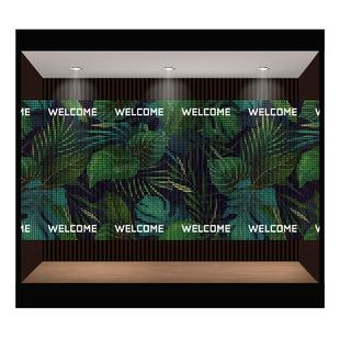 时尚夏日绿植网点玻璃装饰贴纸商业店铺门店氛围布置静电无胶腰线