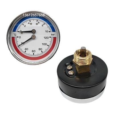 Y60分水器地暖用温度压力表轴向