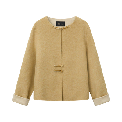 全羊毛双面呢盘扣短外套