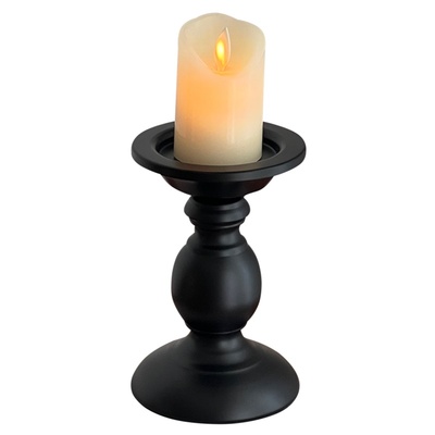 美式复古黑色铁艺烛台氛围感摆件