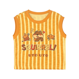 大耳象女童动物印花背心2026夏季新款宝儿纯棉休闲百搭无袖薄上衣