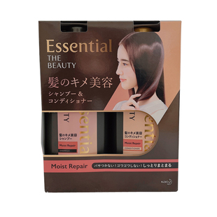 日本花王Essential睡醒不乱无硅油洗发水护发素套装清爽蓬松柔顺