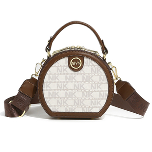 圆形包包2026新款高级感单肩斜挎包法国小众复古小圆包老花女包潮