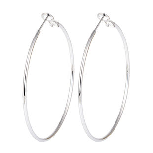 极简S925纯银素圈大圆圈圈耳圈女气质大圈耳环女夸张圆环2024新款