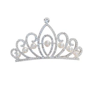 儿童皇冠头饰2025新款公主生日王冠女童碎发梳小女孩珠珠插梳发饰