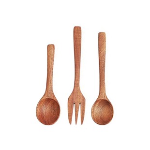 特小号精品木勺相思木勺叉套装儿童餐勺练习勺家用可爱宝宝吃饭勺