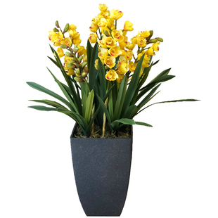 高档蕙兰仿真花卉仿生花客厅电视柜落地假花摆设高端蝴蝶兰摆件