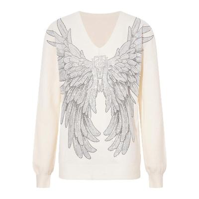 TCH冬季软糯亲肤大翅膀烫钻休闲百搭V领毛衣针织衫女T75D09E1230