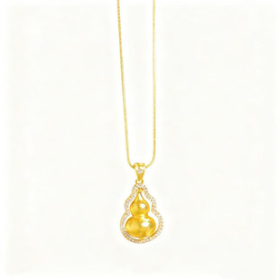 金店同款古法葫芦项链女精致锁骨链福禄吊坠挂坠沙金仿真黄金镶钻